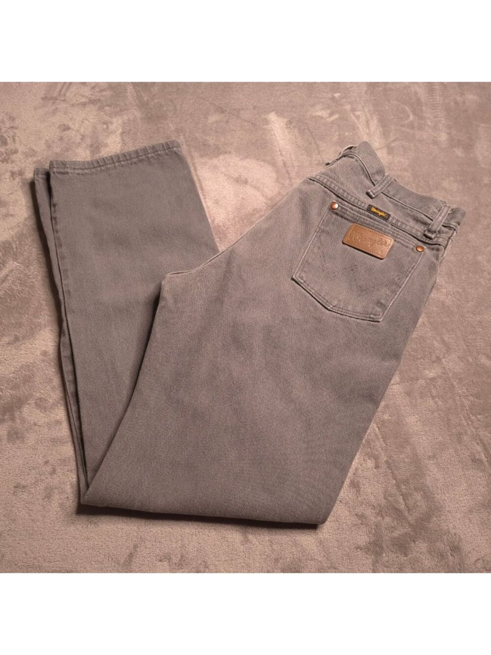 Wrangler Mens Gray 13MWZ Cowboy Cut Original Fit Jeans 34 Altered 100% Cotton